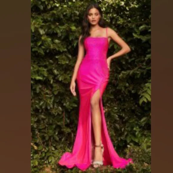 COPY - COPY - Black,red,blue,pink, stretch satin open back fitted gown Prom